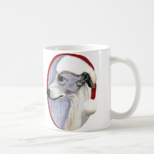Mug Whippet Christmas Blue & White Père Noël