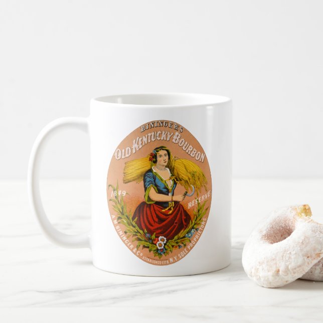 Mug Whiskey Advertising Étiquette, Vers 1860. (Avec donut)