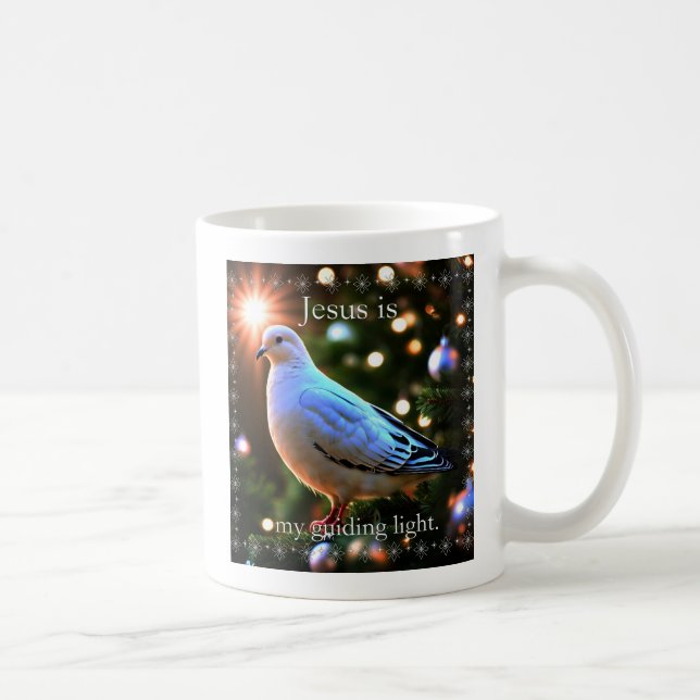 Mug White Dove & Jesus Est Ma Lumière Guidée (Droite)