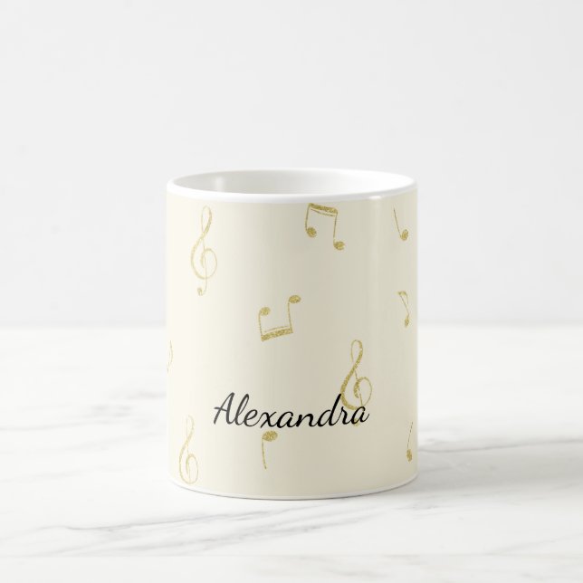 Mug White Gold Music Notes   (Centre)