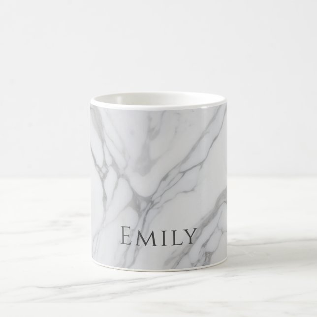 Mug White Gray Personalized Marble Texture (Centre)