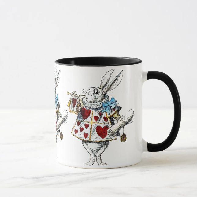 Mug White Rabbit Alice Wonderland Hearts (Droite)