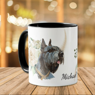 Mug White Rose Bouquet Giant Schnauzer Dog