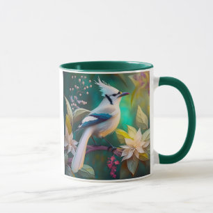 Mug White Tufé Turquoise Wing Jay Imaginaire Bird