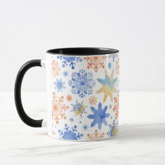 Mug White Winter Snowflakes Watercolor Pattern