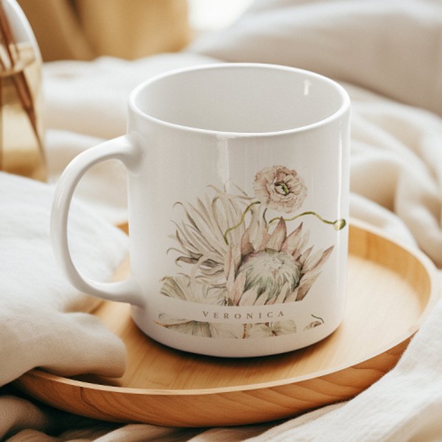 Mug Wild Boho Protea Pampas Grass Floral Personnalisé (Créateur téléchargé)