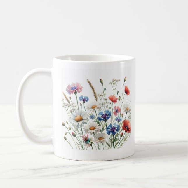 Mug Wildflower Meadow Botanical Art IlustracióndeP (Gauche)