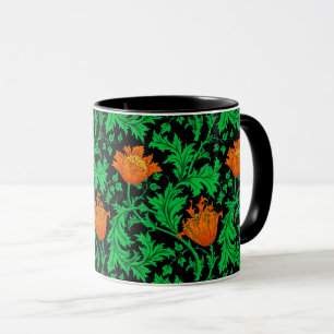 Mug William Morris Anemone, orange, vert et noir