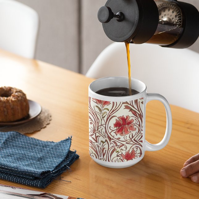 Mug William Morris Aquarelle or rouge Brown ivoire (Créateur téléchargé)