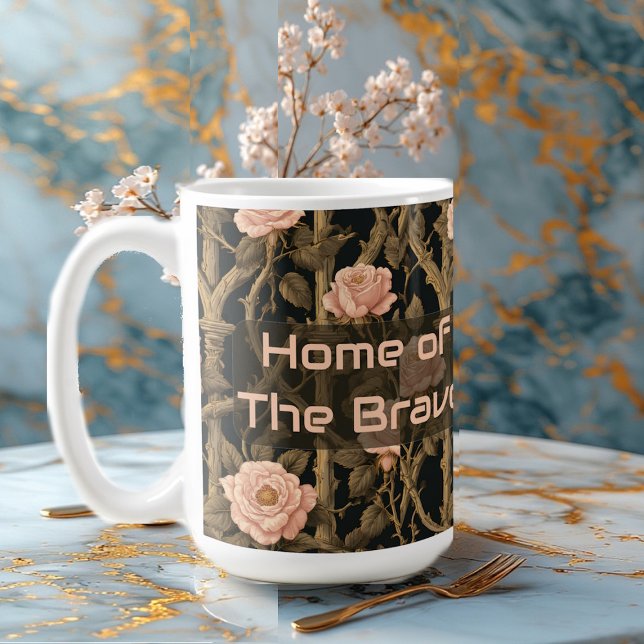 Mug William Morris Chic Rose Trellis Home of the Brave (William Morris Chic Rose Trellis Home of the Brave Coffee Mug)