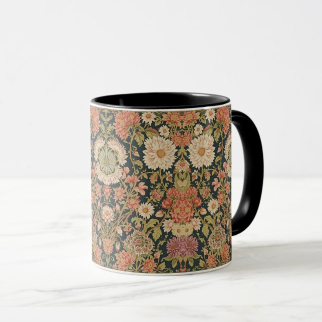 Mug  William Morris Chrysanthemums Floral Art Nouveau  (Devant droit)