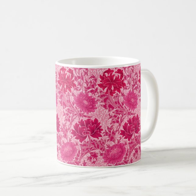 Mug William Morris Chrysanthemums, Fuchsia Pink (Devant droit)