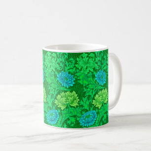 Mug William Morris Chrysanthemums, Lime Green & Aqua
