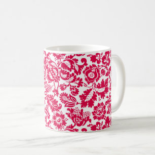 Mug William Morris damas floral, rose fuchsia