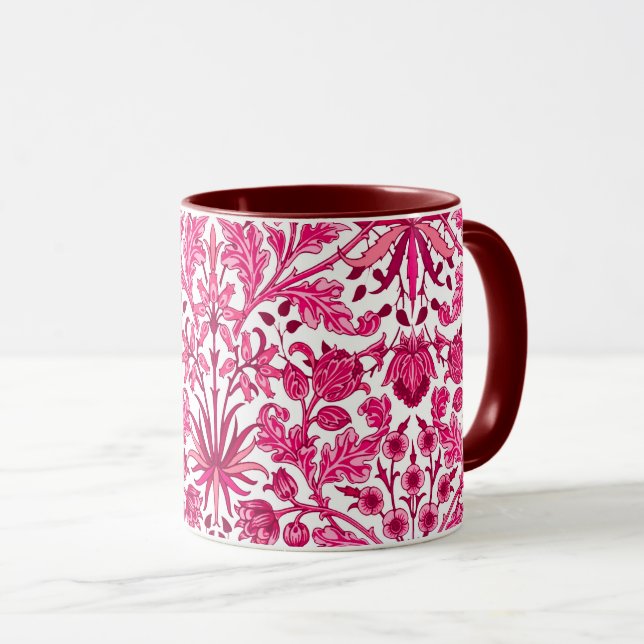 Mug William Morris Hyacinth Imprimer, Bourgogne et ros (Devant droit)