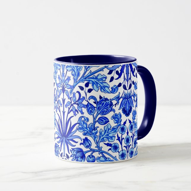 Mug William Morris Hyacinth Imprimer, Cobalt bleu et b (Devant droit)