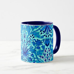 Mug William Morris Hyacinth Print, Aqua et Turquoise