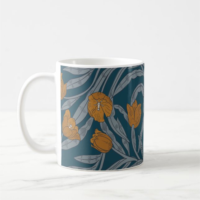 Mug William Morris Inspiré Motif Floral Sombre (Gauche)