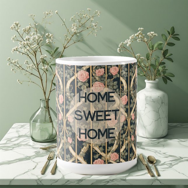 Mug William Morris Pink Roses Trellis Home Sweet Home (William Morris Pink Roses Trellis Home Sweet Home Coffee Mug)