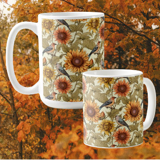 Mug William Morris Tournesols d'automne Oiseaux Automn