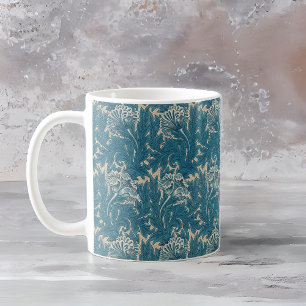Mug William Morris Turquoise Tulip Motif