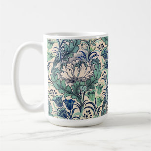 Mug William Morris Vert Crème Turquoise Motif Floral