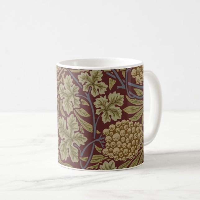 Mug William Morris Vine Grappe Rouge Vert Art (Devant droit)