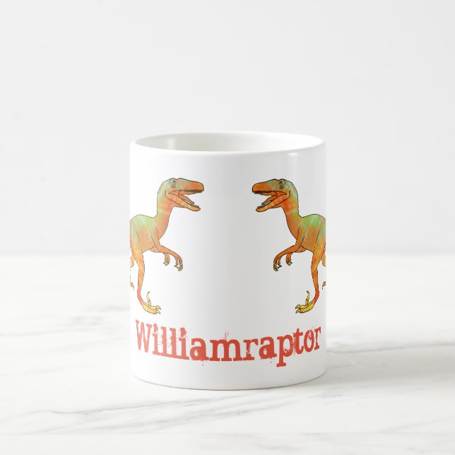Mug William raptor Drôle Velociraptor Art de dinosaure (Centre)