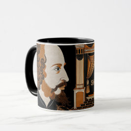 Mug William Shakespeare portrait illustration Or