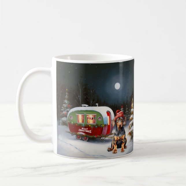 Mug Winter Doberman Caravan Christmas Adventure (Gauche)