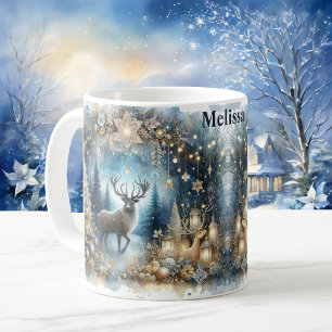 Mug Winter Magie Ajouter le nom Buck Deer Christmas Gi
