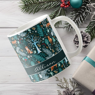 Mug Winter Woodland Turquoise/Gold ID785