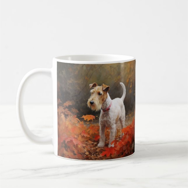 Mug Wirefox Terrier en automne Leaves automne Inspire (Gauche)
