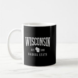 Mug Wisconsin Badger State Est. Carte d'Etat Souveni 1