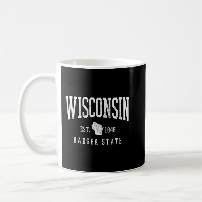 Mug Wisconsin Badger State Est. Carte d'Etat Souveni 1 (Gauche)