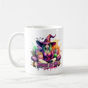 Mug "Witchflix and Chill - Fun Witch Design pour Hallo