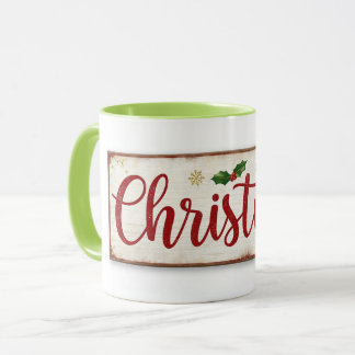 mug with christman writing tasse