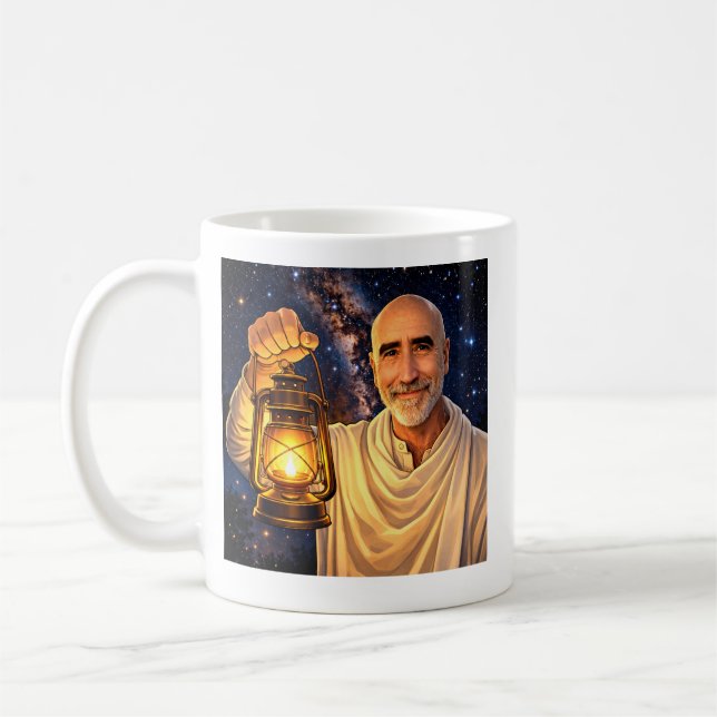 Mug with Finnbarr holding lantern Kaffeetasse (Links)