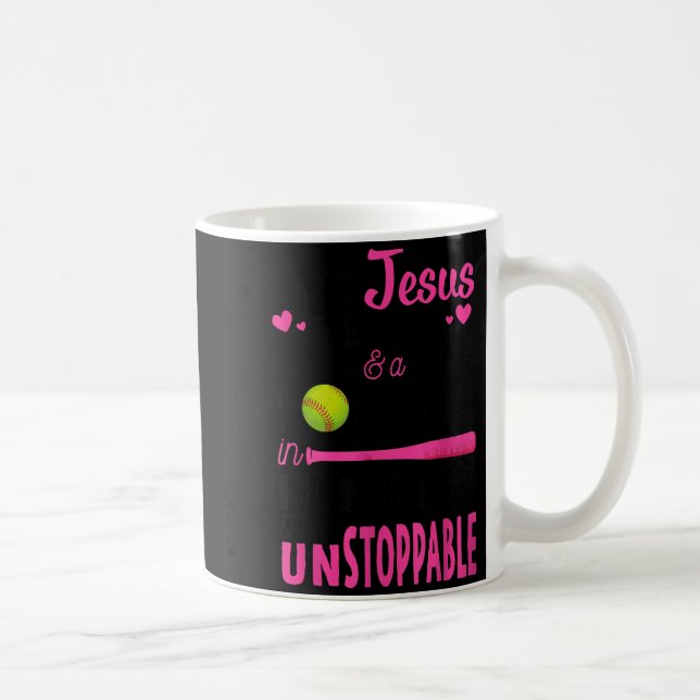 Mug With Jesus In Her Heart And A Softball She Is Unst (Droite)