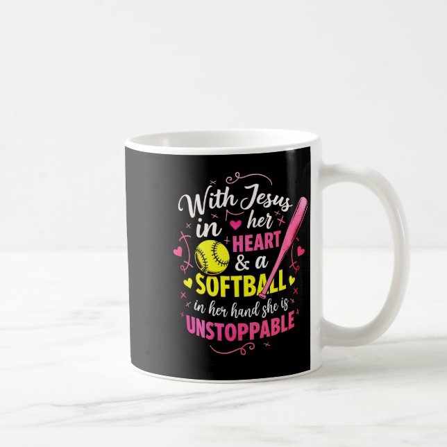 Mug With Jesus In Her Heart And A Softball She Is Unst (Droite)