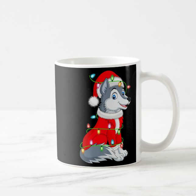 Mug Wolf Christmas Lights Santa Costume Cute Animal Xm (Droite)