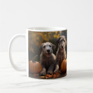 Mug Wolfhound Chiot Automne Citrouille de plaisir
