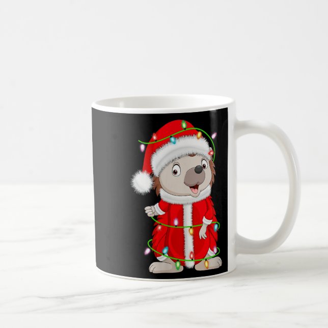Mug Womens Hedgehog Christmas Lights Santa Costume Cut (Droite)