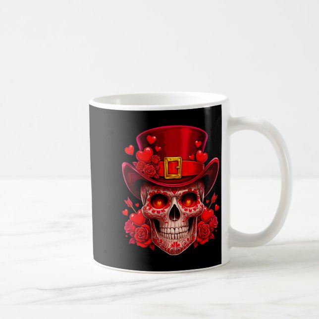 Mug Women's Sugar Skull Valentine Cud Red Roses Couple (Droite)