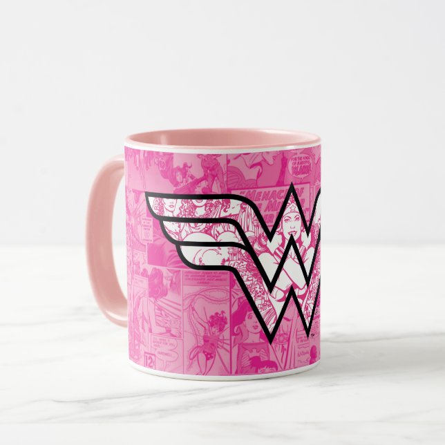 Mug Wonder Woman Pink Comic Book Collage Logo (Devant gauche)