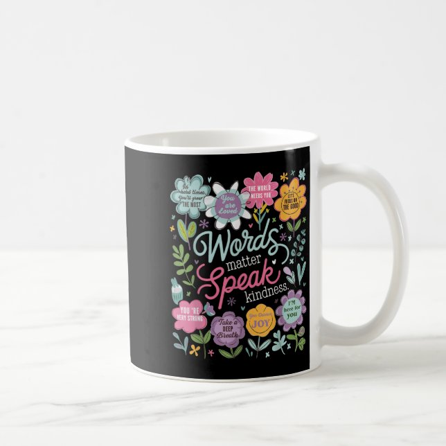 Mug Words Speak Kindness Insrational Floral Sitive  (Droite)