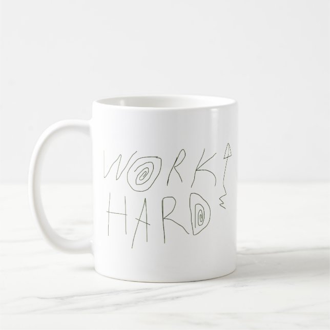 Mug Work Hard Hand Drawing Typography (Gauche)