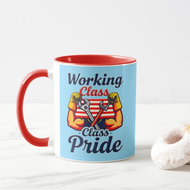Mug Working Class Pride Strong Arms Design (Avec donut)