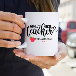 Mug World Best Teacher Parties scintillant Rouge Pomme