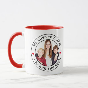 Mug Worlds Best Mom Photo Heart Rouge Blanc noir Texte